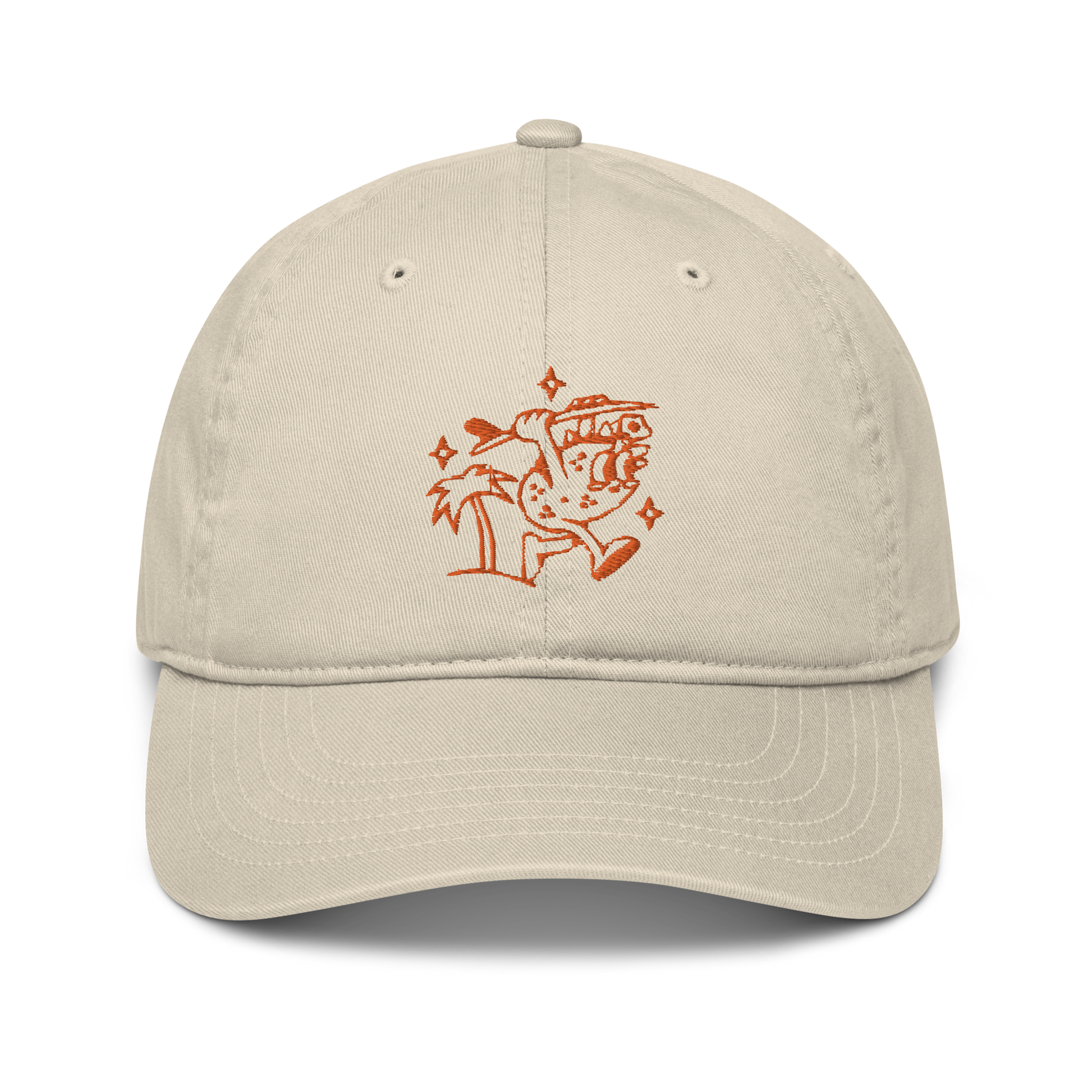 Ting's organic dad hat with embroidered orange logo