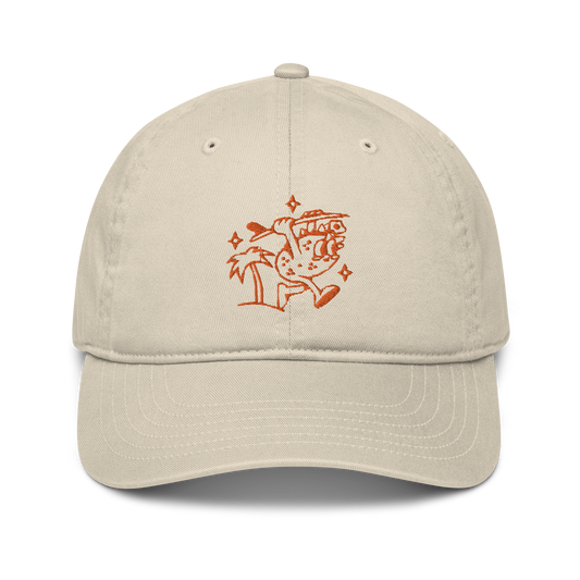 Ting's organic dad hat with embroidered orange logo